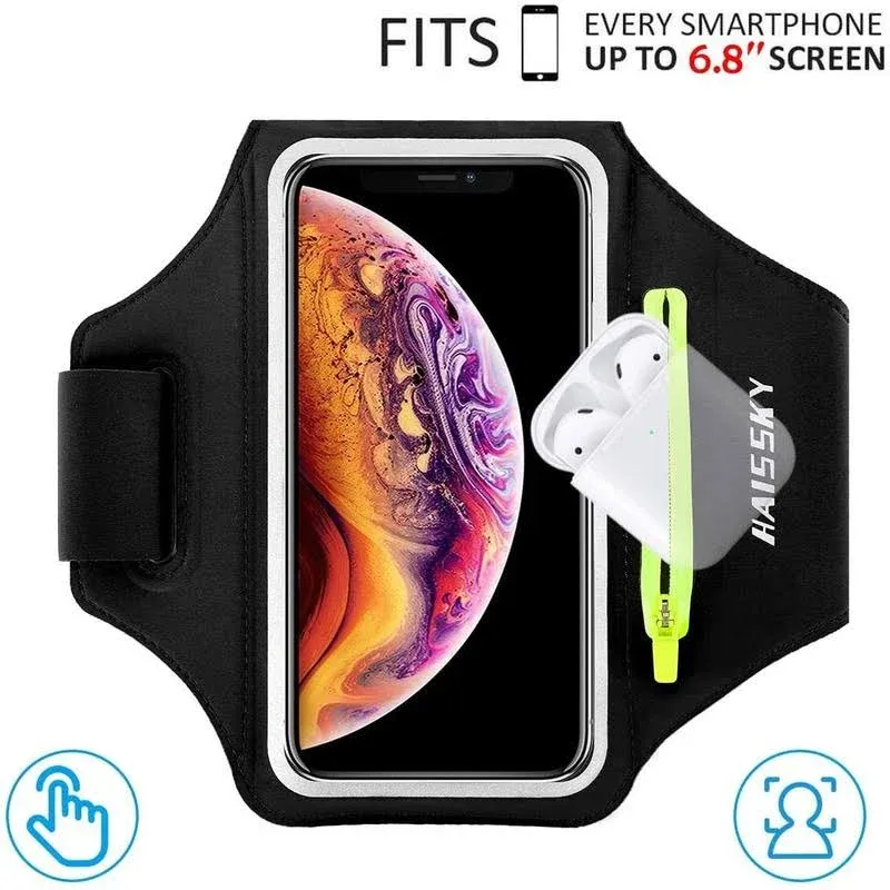 Cell Phone Running Armband with Airpods Zipper Pocket Armband Case Running Ph...