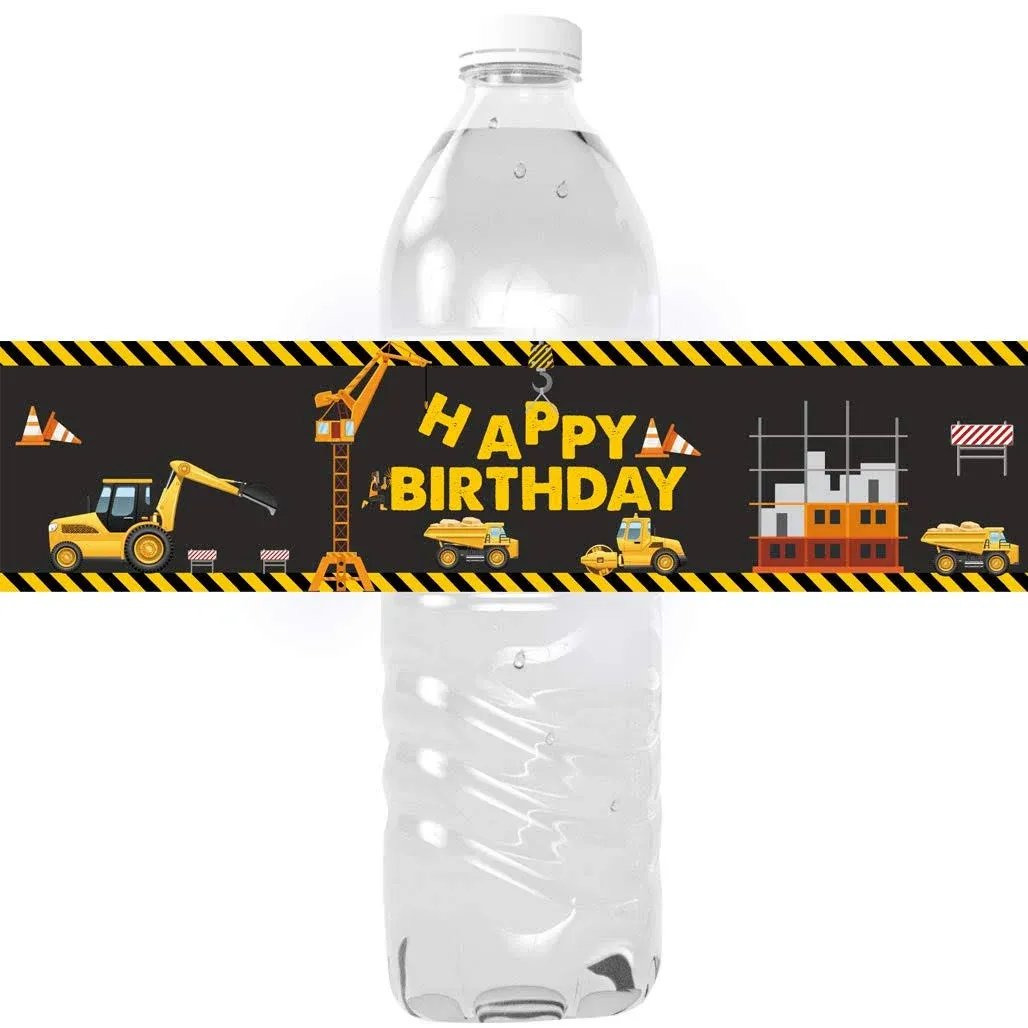 Construction Theme Party Water Bottle Labels - Dump Truck Birthday Water Bottle ...