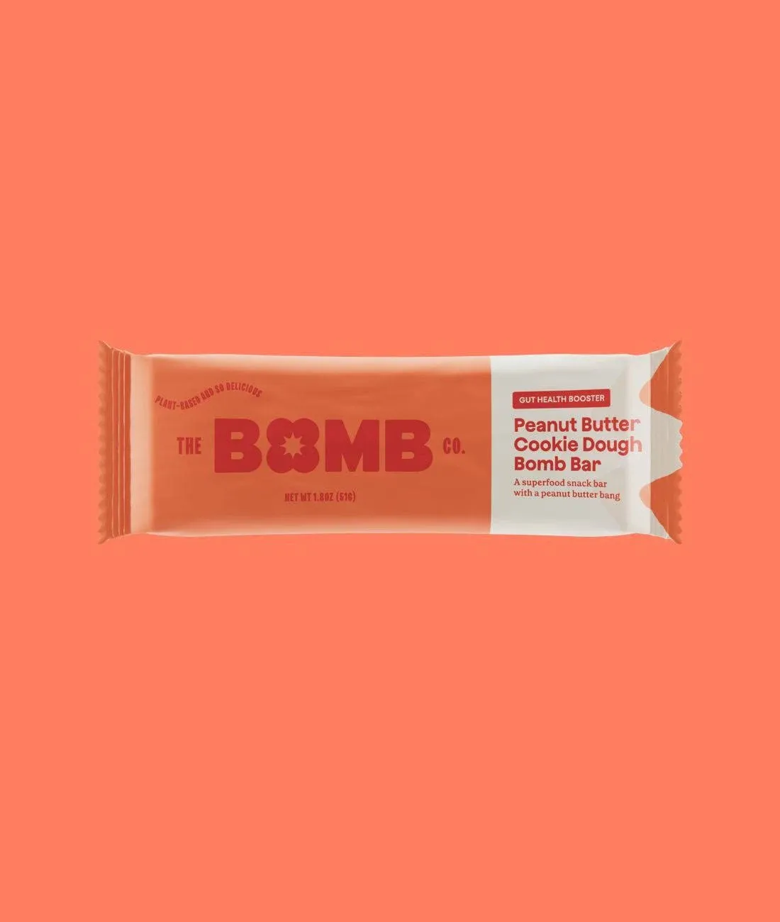 The Bomb Co. Blender Bomb Bar, Peanut Butter Cookie Dough, Superfood Snack Bar for Gut Health, Peanut Butter, Hemp Seeds, Chia Seeds, Flax Seeds, Sea Salt, Aloe Vera, Vegan Chocolate Chips, 9 Bars