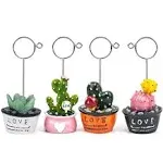 ODDIER 4-Set of Picture Holder,Paper Clip Holder for Desk Cute，Photo Holder Desk Plant Stand Card Photo Holder, Mini Plant Reserved Number Clip Name Note Memo Stand Office Supply Home Decoration