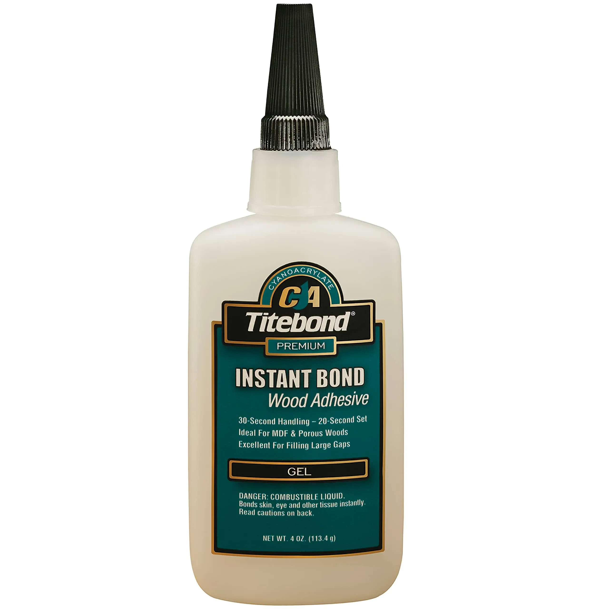 Titebond Instant Bond Gel Adhesive, 20-Second Bond, Home Repair, Woodworking, Crafts, Miter Joints, Filling Gaps, Vertical Project, 4 oz. 6232