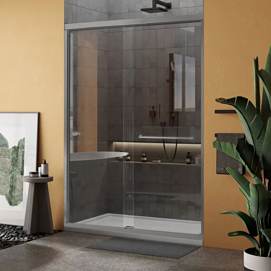 Sliding Shower Door Sorrento Economy 56 inch-60 inch Width 62 Height Semi ...