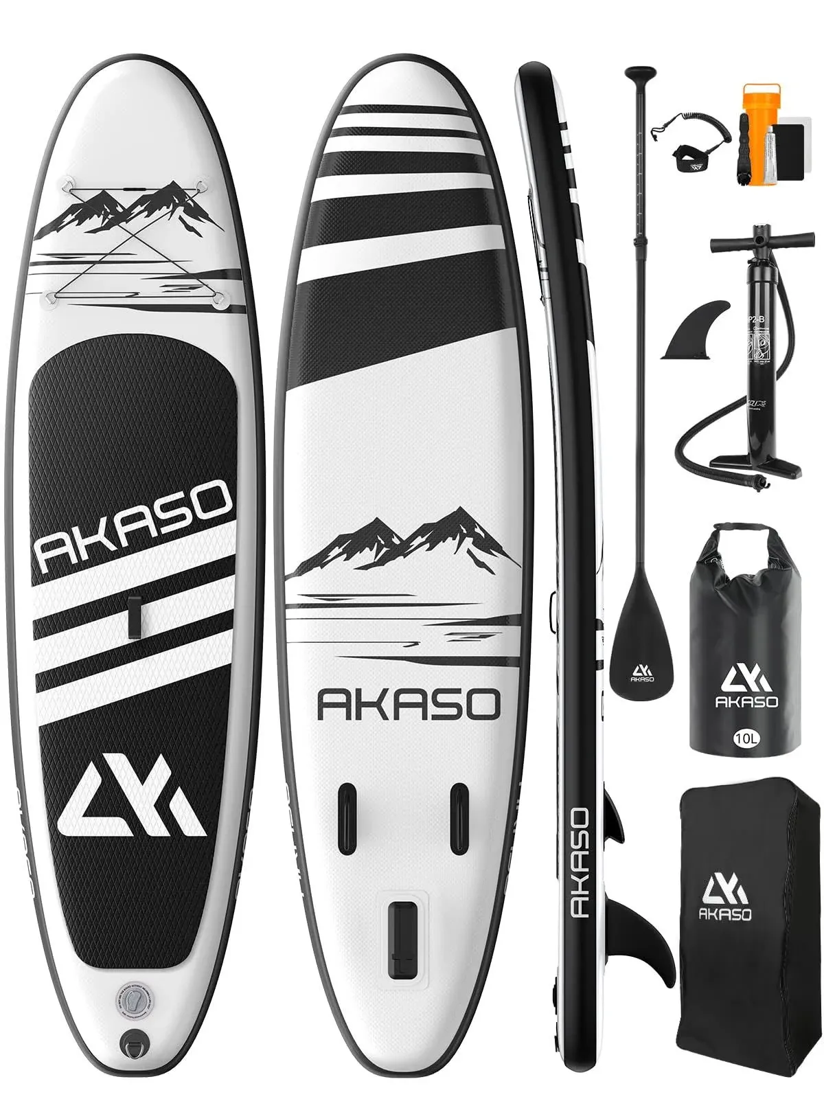 Akaso Inflatable Stand-up Paddleboard, Yoga Sup with Backpack, Non-Slip Deck ...