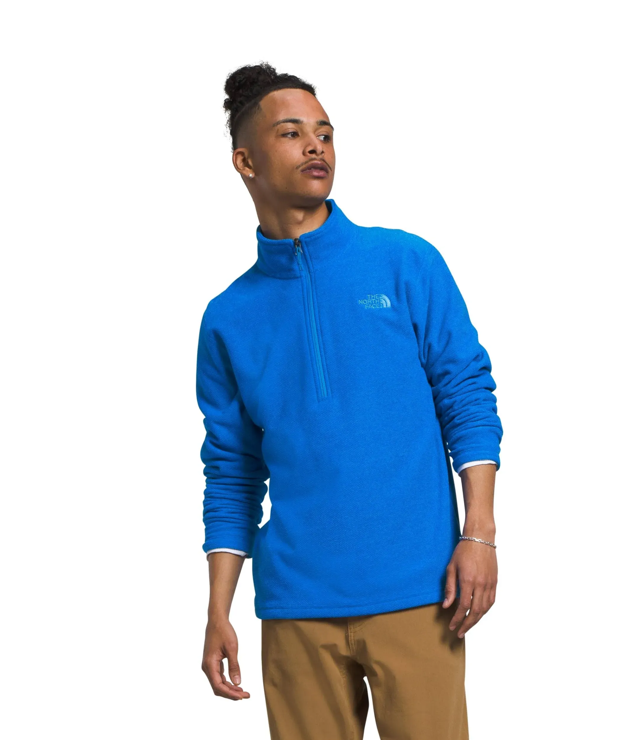 The North Face Men's Textured Cap Rock Fleece 1/4 Zip Pullover, Small, Optic Blue