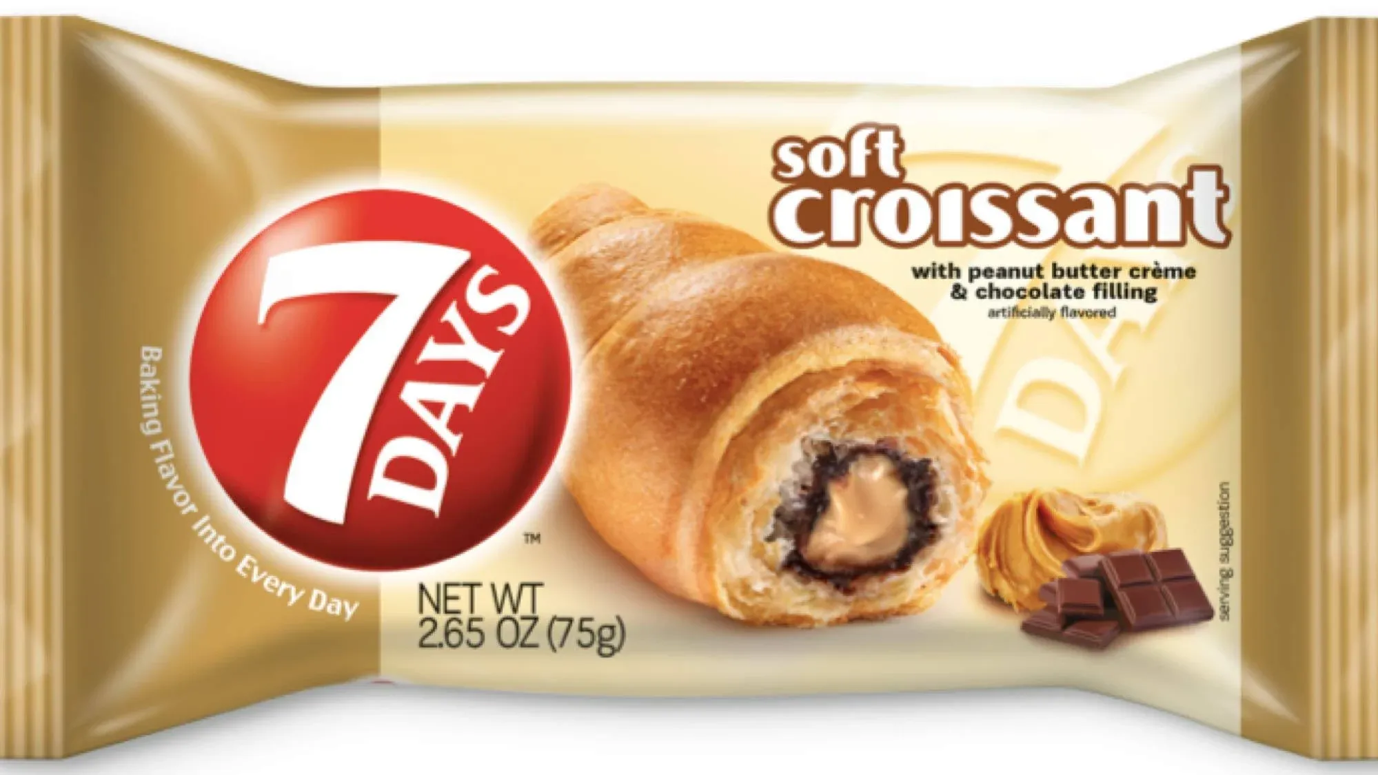 7Days Soft Croissant, Peanut Butter Chocolate Filling, Perfect Breakfast Pastry or Snack, Non-GMO (Pack of 24)