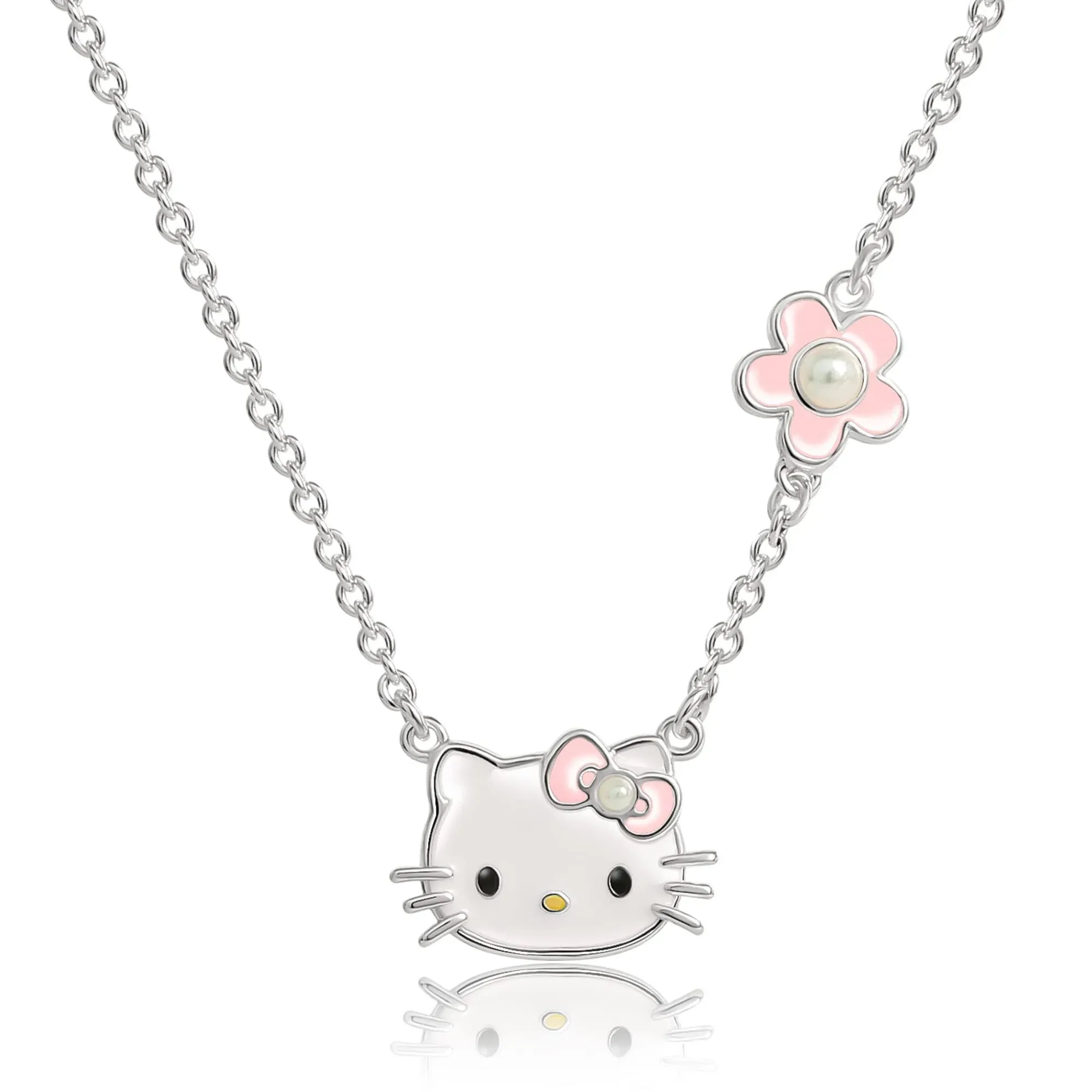 SALLY ROSE Sanrio Hello Kitty Girls Birthstone Necklace 18" - Silver Plated Hello Kitty Necklace with Birthstone Officially Licensed