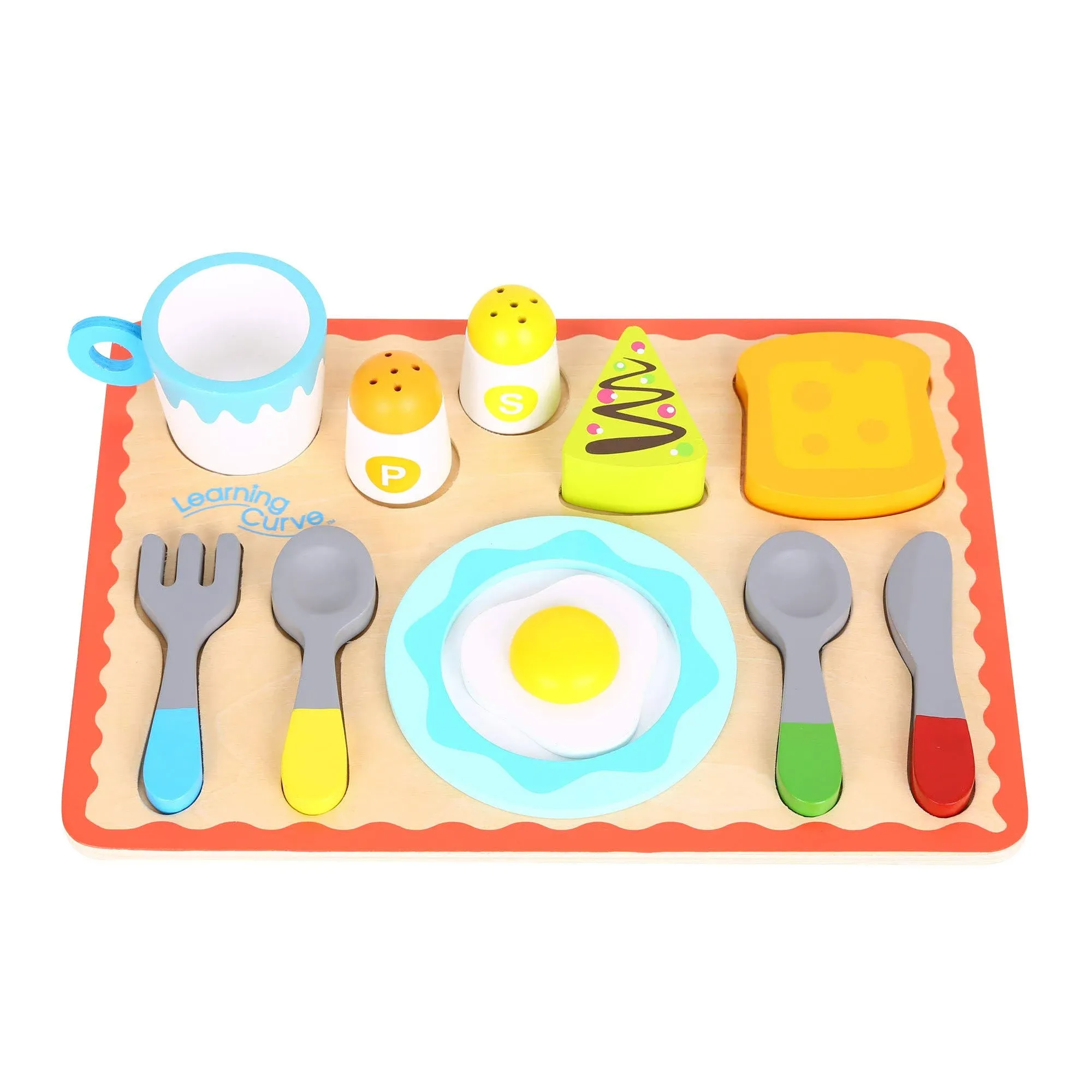 TOMY LEARNING CURVE Wooden Child&#039;s BREAKFAST IN BED Puzzle Set