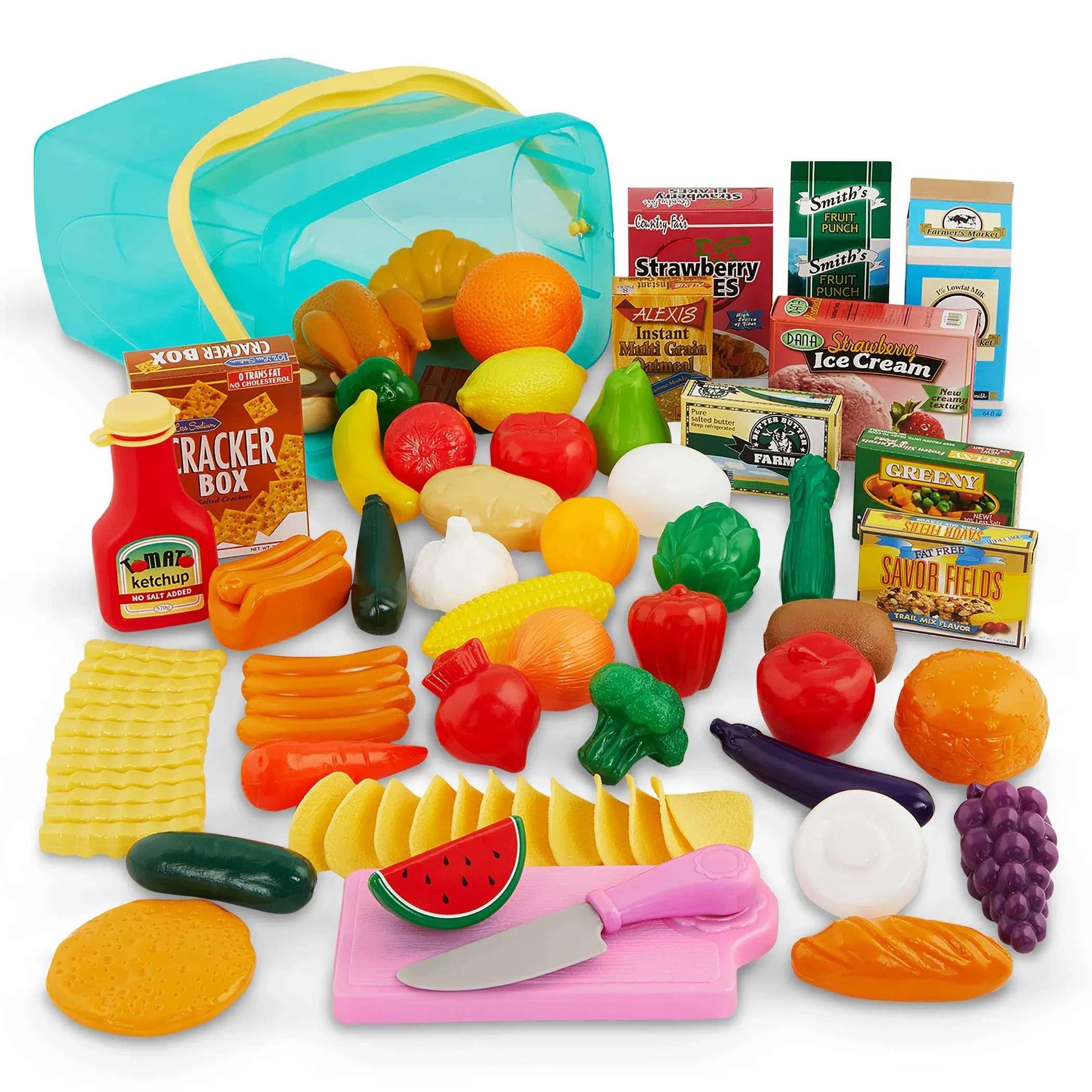 Play Circle by Battat – Pantry in A Bucket – 79-Piece Pretend Food...