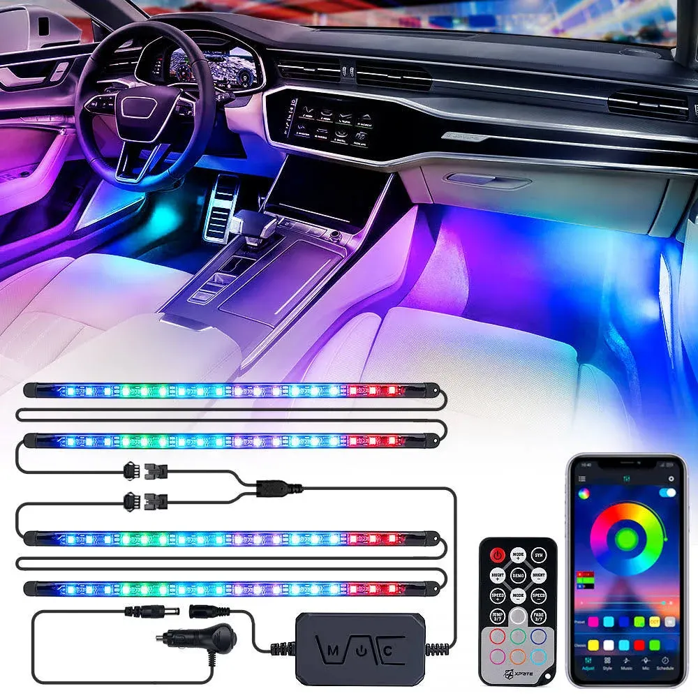 Xprite Dreamcolor USB LED Cars Interior Lights Strip Kits, w/Remote & Bluetooth ...