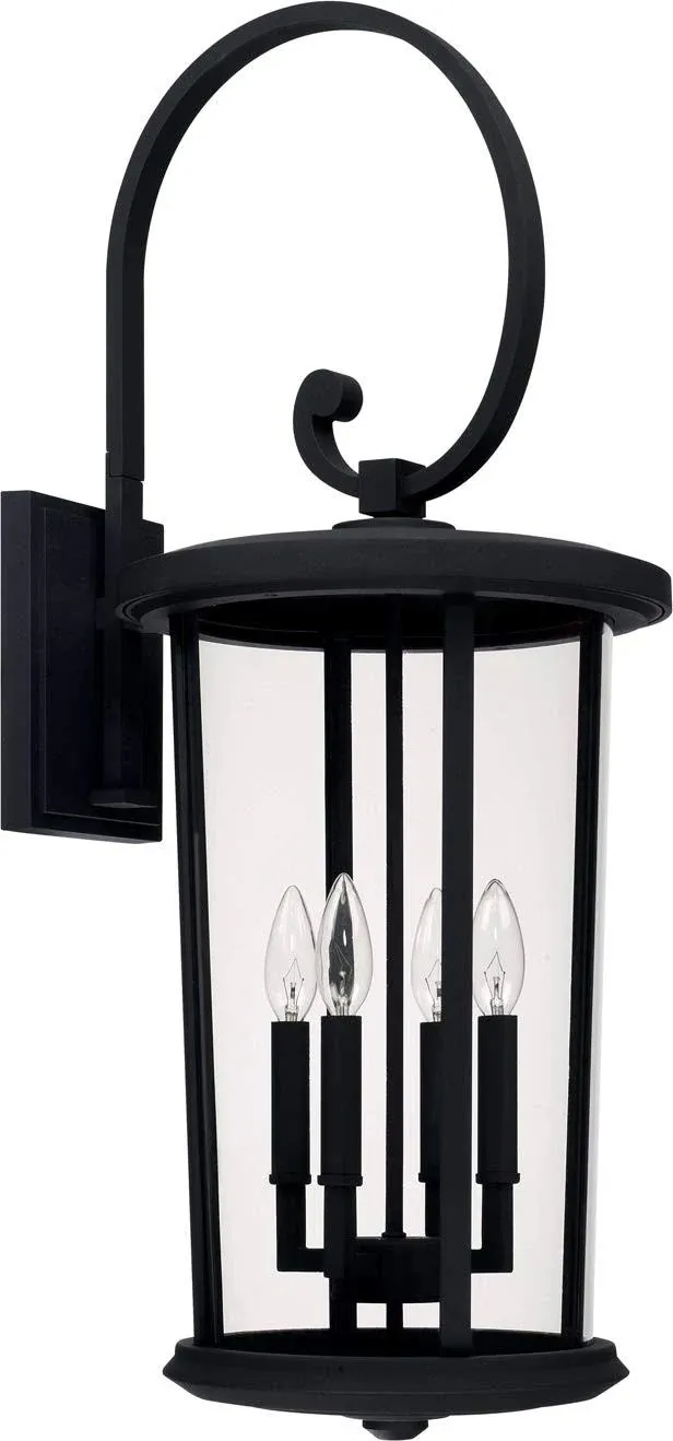 Capital Lighting 926711BK Howell Clear Glass Outdoor Wall Sconce, 1-Light 100 Watt, 21" H x 8" W, Black