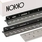 NOKKO 12 Inch Architectural and Engineering Scale Ruler Set - Professional Architect and Engineer Scale Rulers for Drafting, Architects, Engineers, Construction, Students, Metal Ruler 12 Inch Included