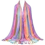 Neelamvar Colorful flowers Jacquard cotton pashmina Women Wrap Shawl tassels Scarves