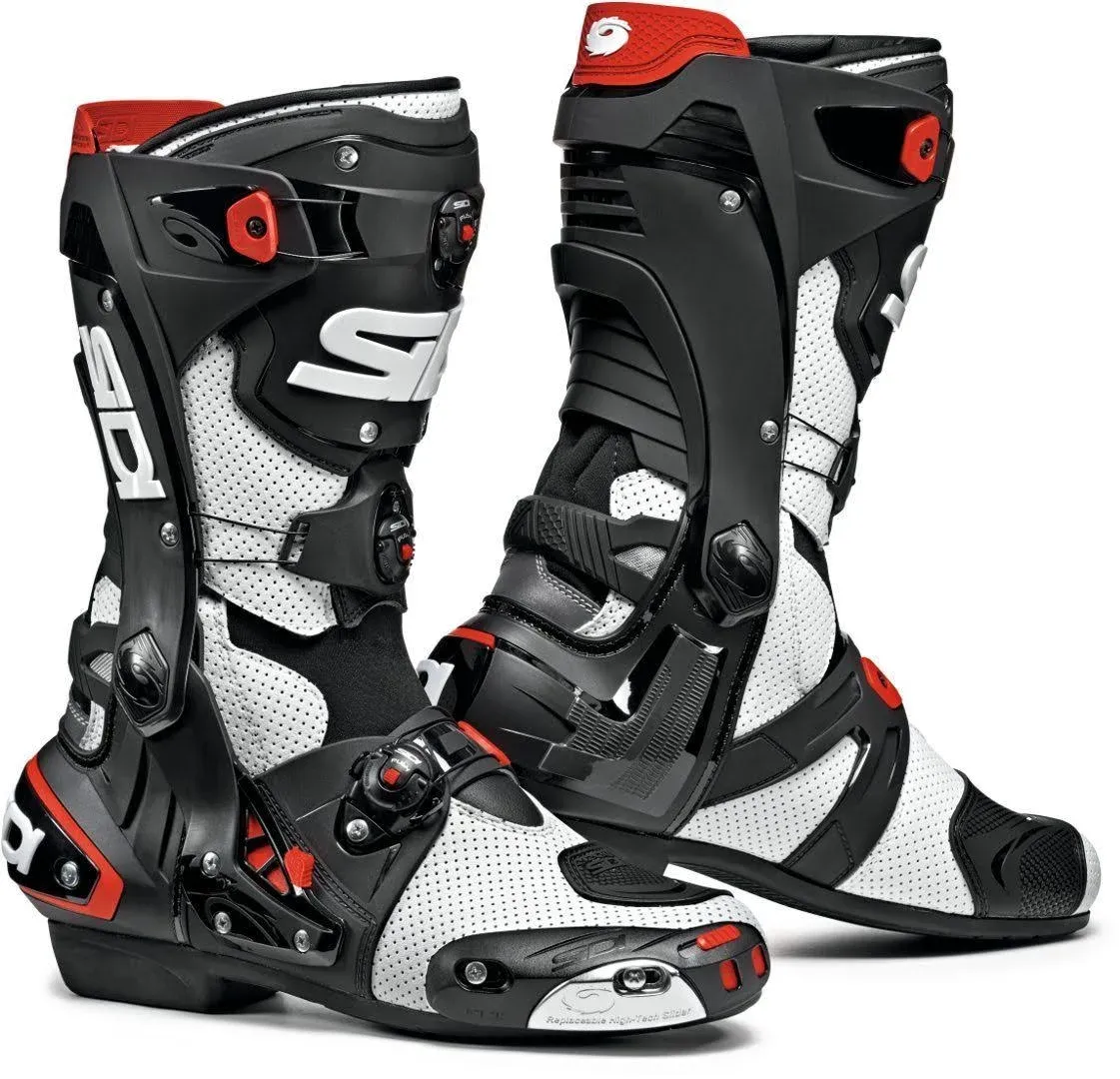 SIDI REX AIR Men's Motorcycle Boots, White/Black, 10.5 inches (26.5 cm)