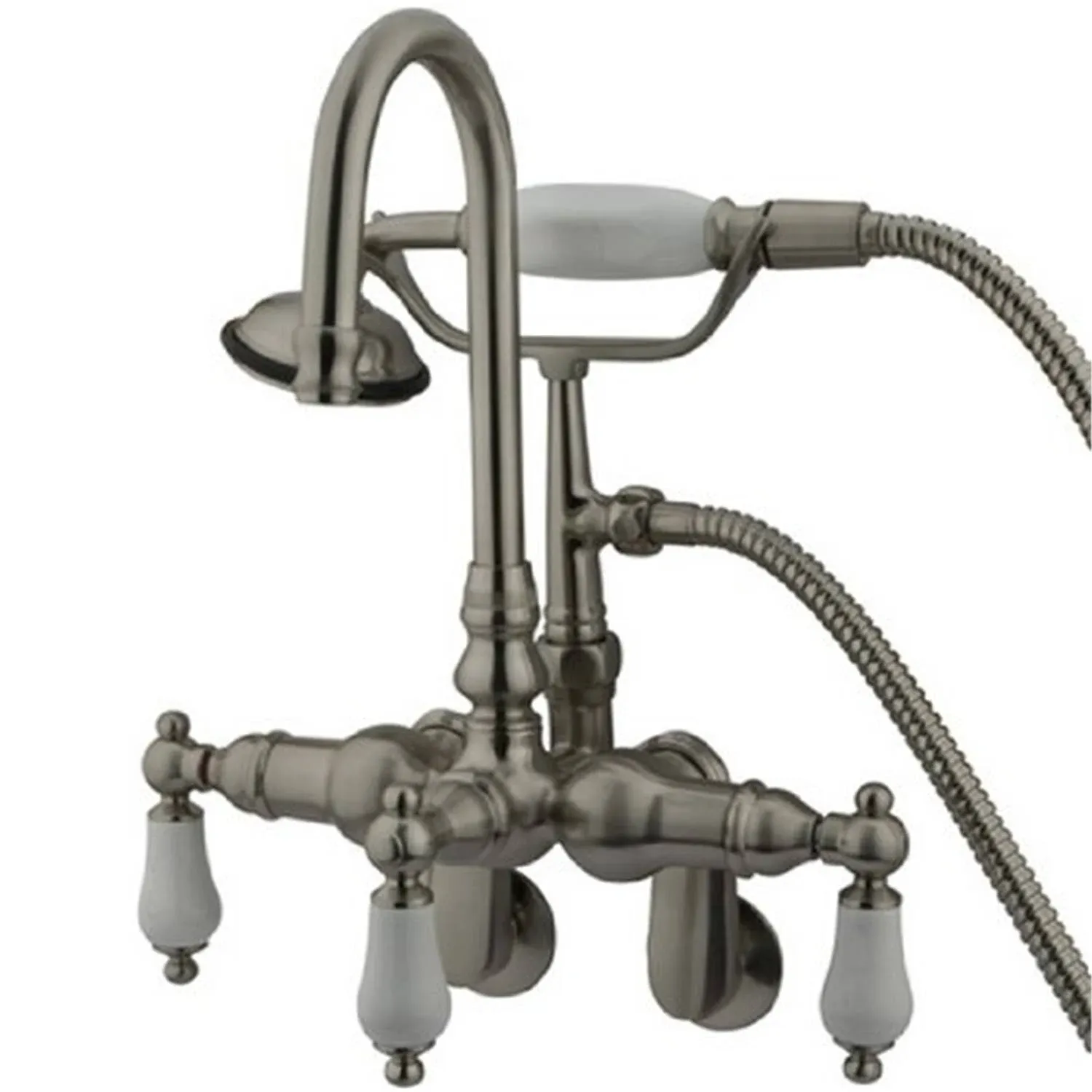 Kingston Brass Vintage Wall Mount 3-3/8" - 9" Adjustable Center Classic Clawfoot Tub Filler with Hand Shower