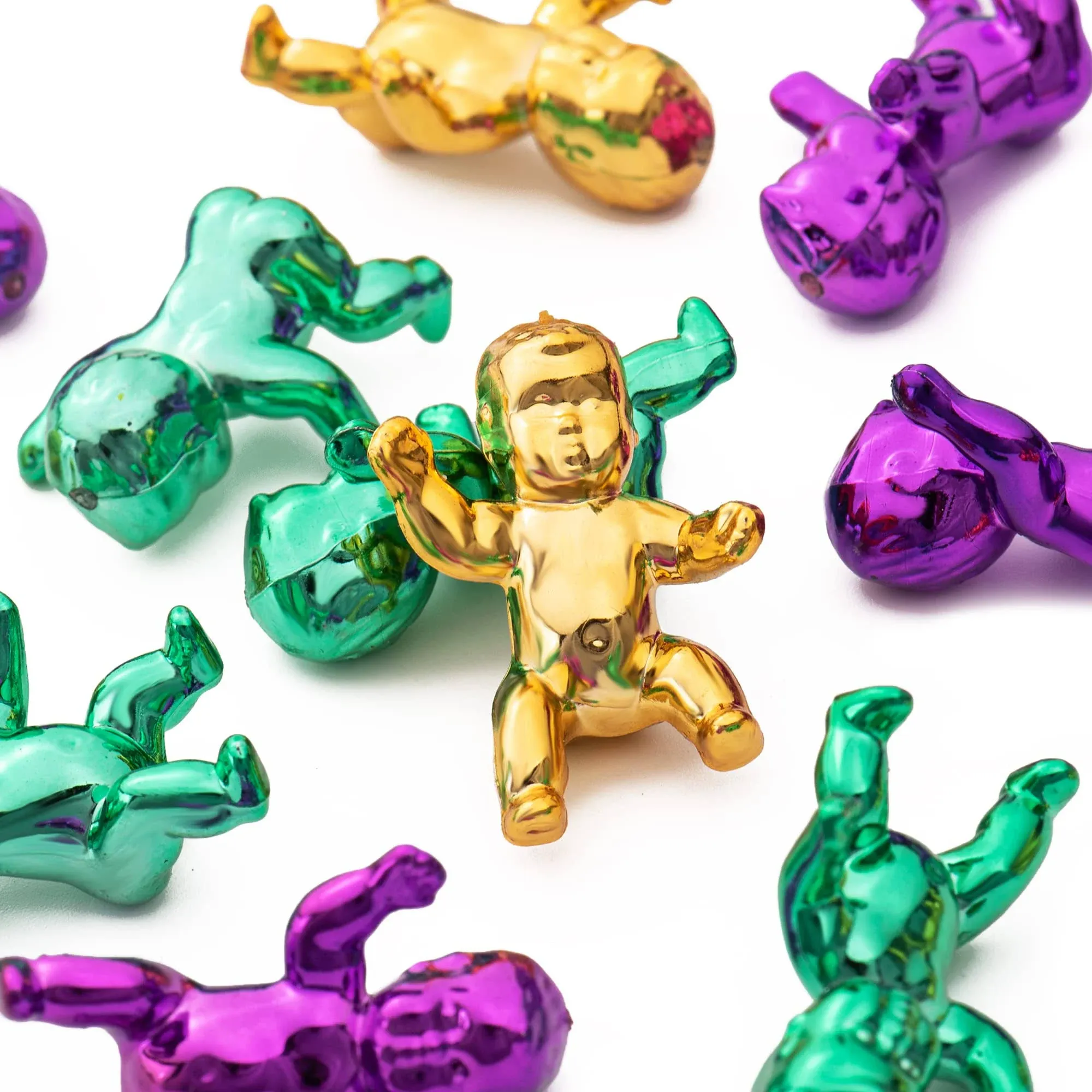 King Cake Babies, 1.2inch Mini Plastic Babies Metallic Tiny Babies for 24 Pcs