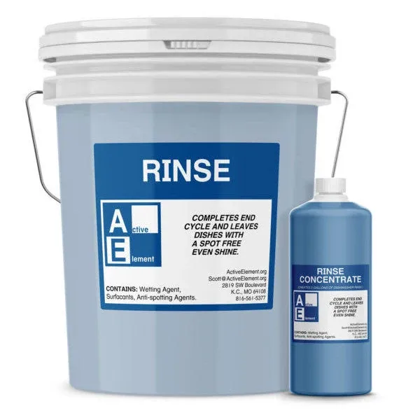 Commercial Dishwasher Rinse - Makes One 5-gallon pail - For High Temperature and Low Temp Dishwasher Machine - Commercial Strength