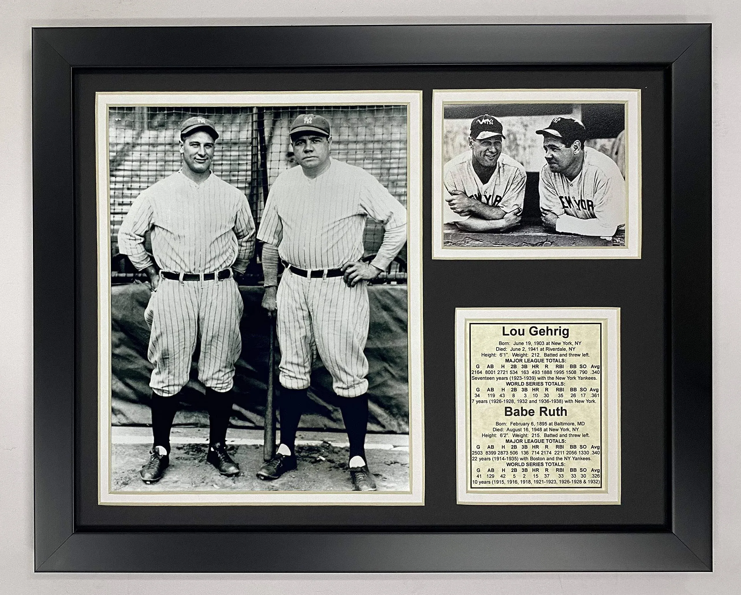 Legends Never Die New York Yankees Lou Gehrig and Babe Ruth Framed Photo Collage