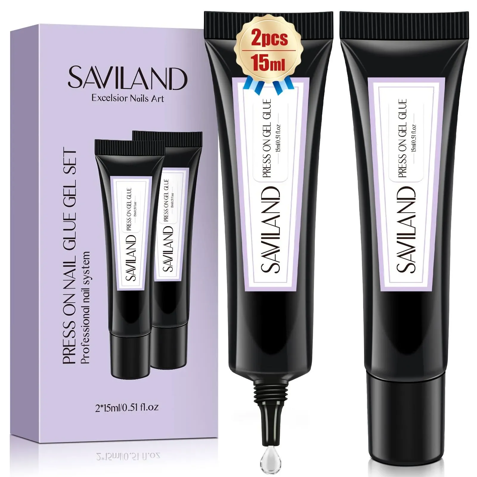 Saviland 30ml Solid Gel Nail Glue - 2 * 15ml B2-Press on Set 