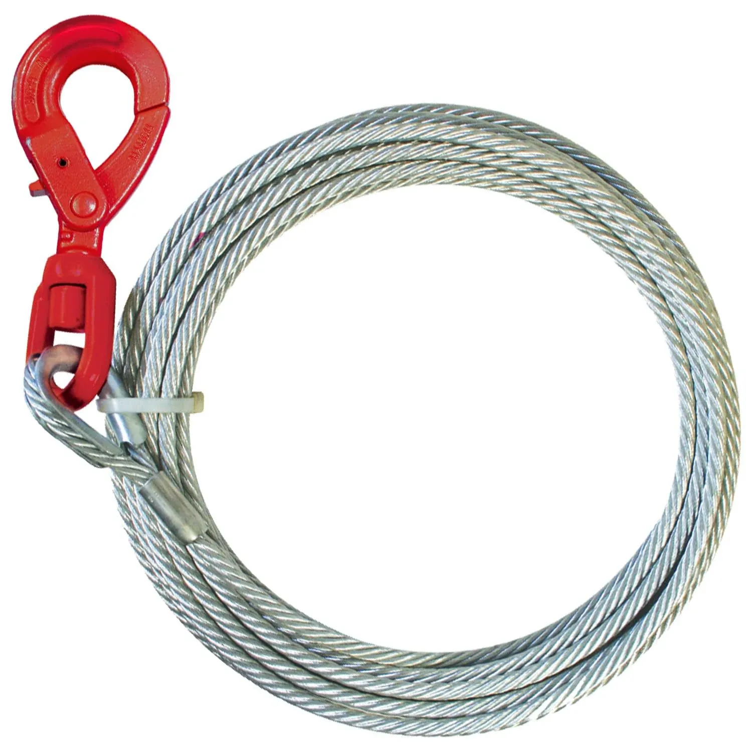 Vulcan Winch Cable - Self-Locking Swivel Hook - Galvanized Steel Core - 3/8 inch ...