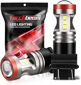 Torchbeam 3157 LED Light Bulbs 3600 Lumens with Projector Error-free For Reverse Back Up Lights DRL Brake Lights Fit 3156 3057 3056 4157 6500K Xenon White（Pack of 2）