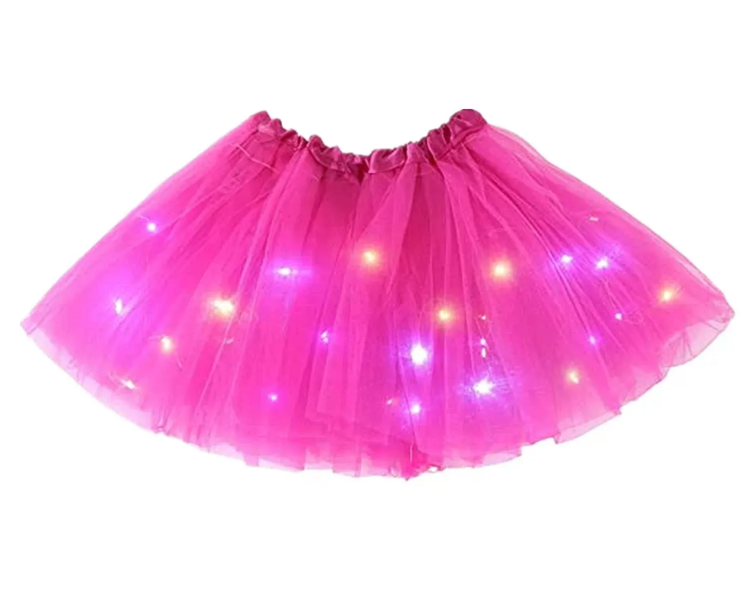 Girl's Tutu Skirt with LED Light Layered Ballet Tutu Skirts Mesh Fluffy Princess Dancing Skirt 2-8 Years Old