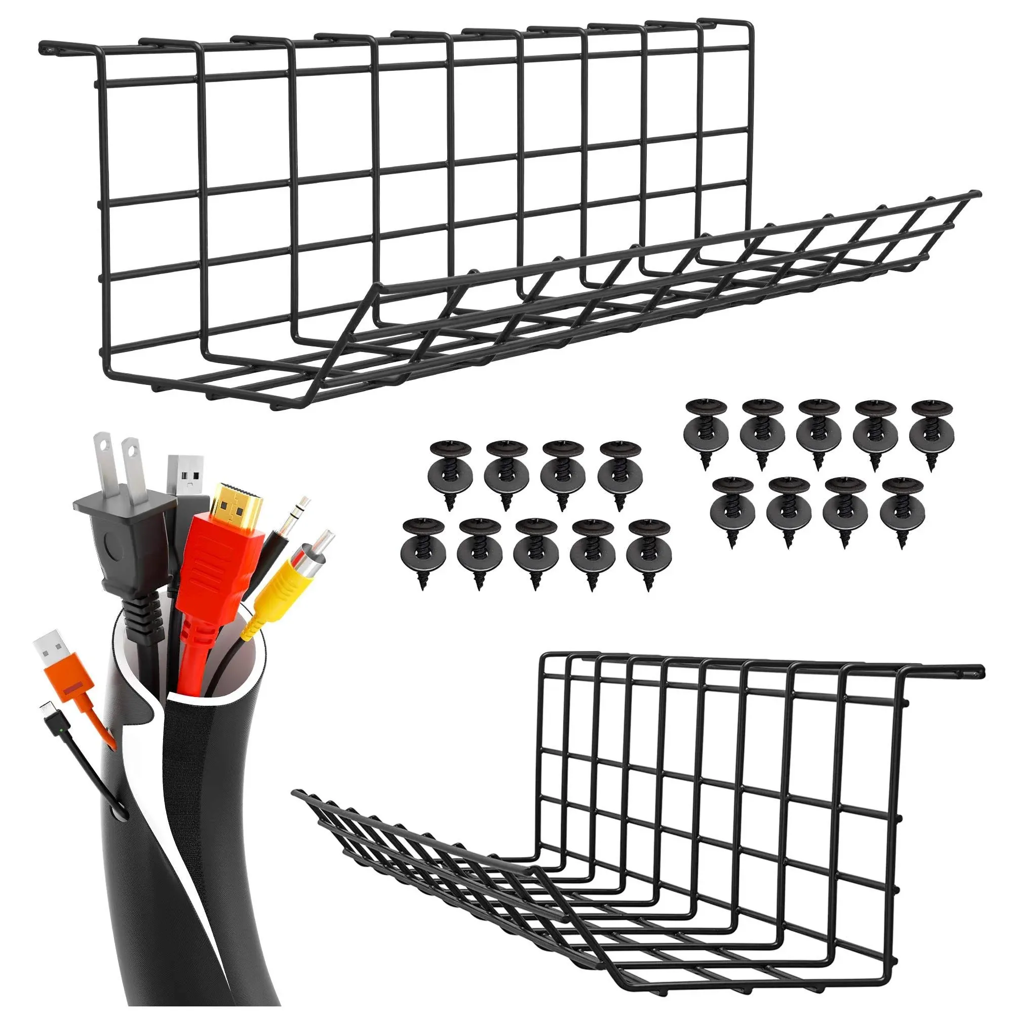 Under Desk Cable Management Tray Perfect Combination for Organizing Under Desk ...