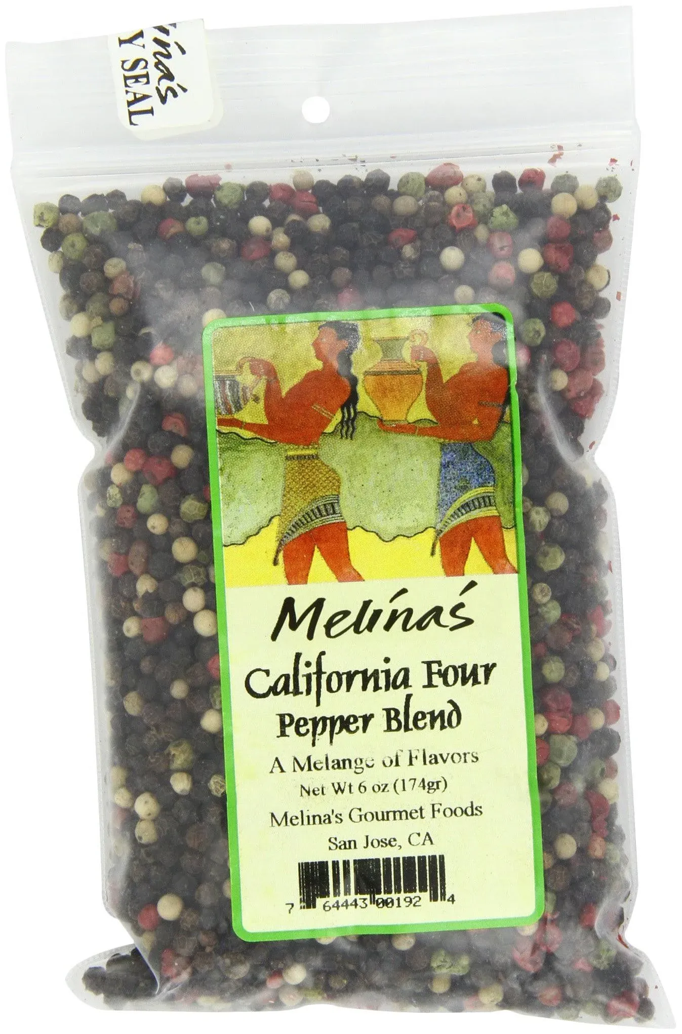 Melina's Peppercorns, California 4 Pepper Blend, 6 Ounce