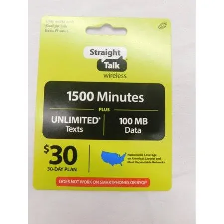 Straight Talk $30 30 Day Service Card (Basic phones only; No smartphones)