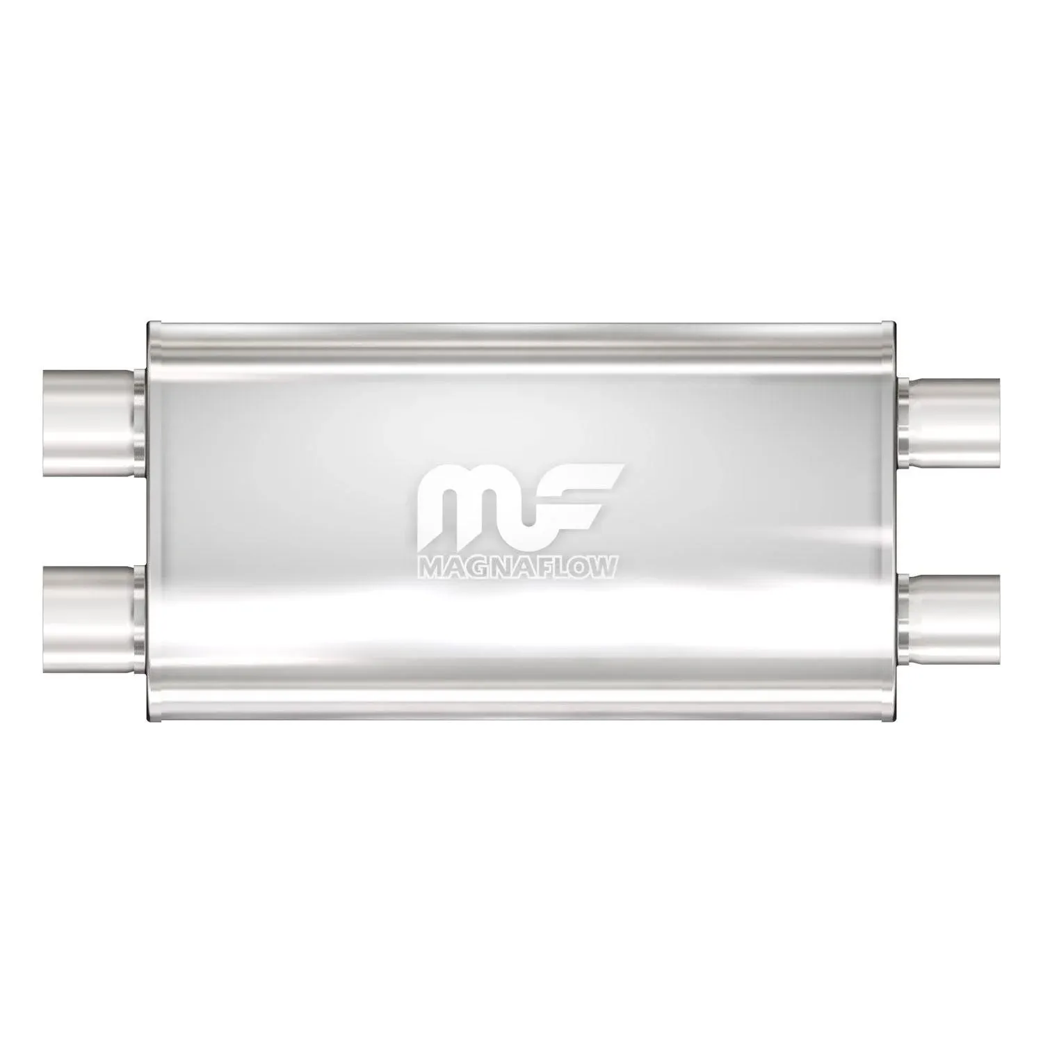 MagnaFlow Performance Exhaust Muffler 12568: 2.5"/2.5" Inlet/Outlet, 5x11x22" Oval, Stainless Steel, Satin Finish