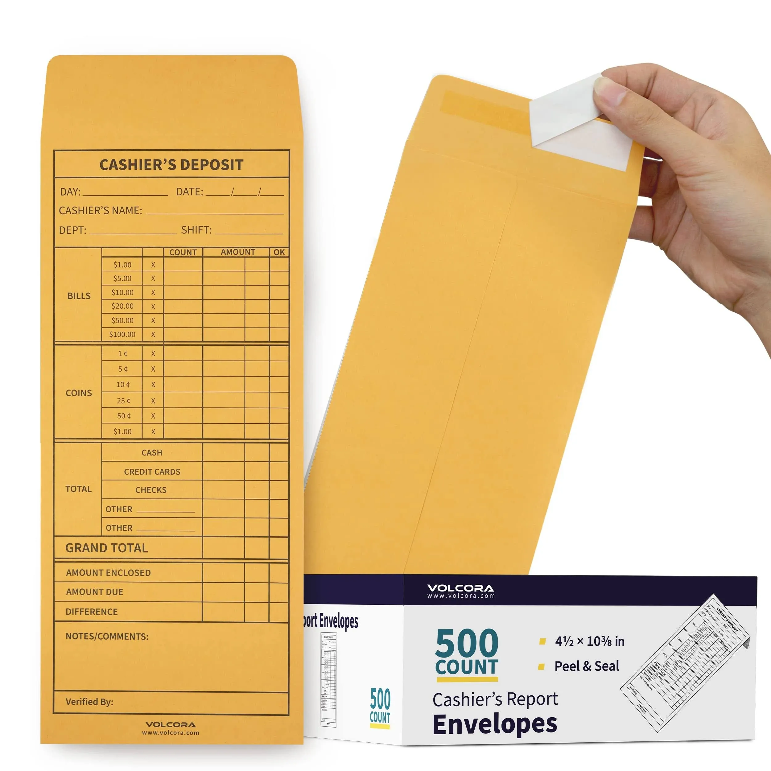 Volcora Cashier Envelopes 100 Pack