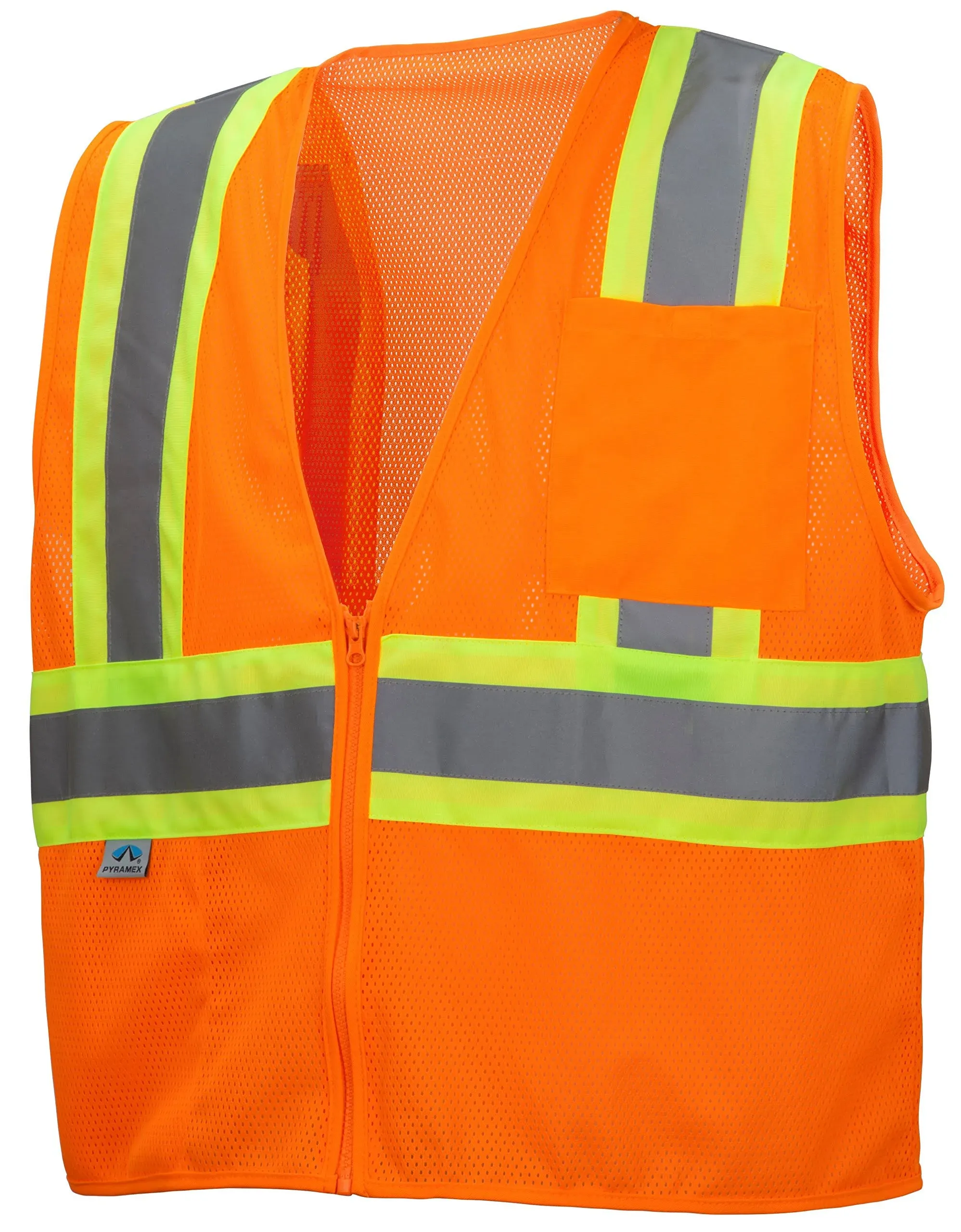 Pyramex RVZ22SE Series Self Extinguishing Class 2 Safety Vest With Zipper Hi Vis Orange Medium