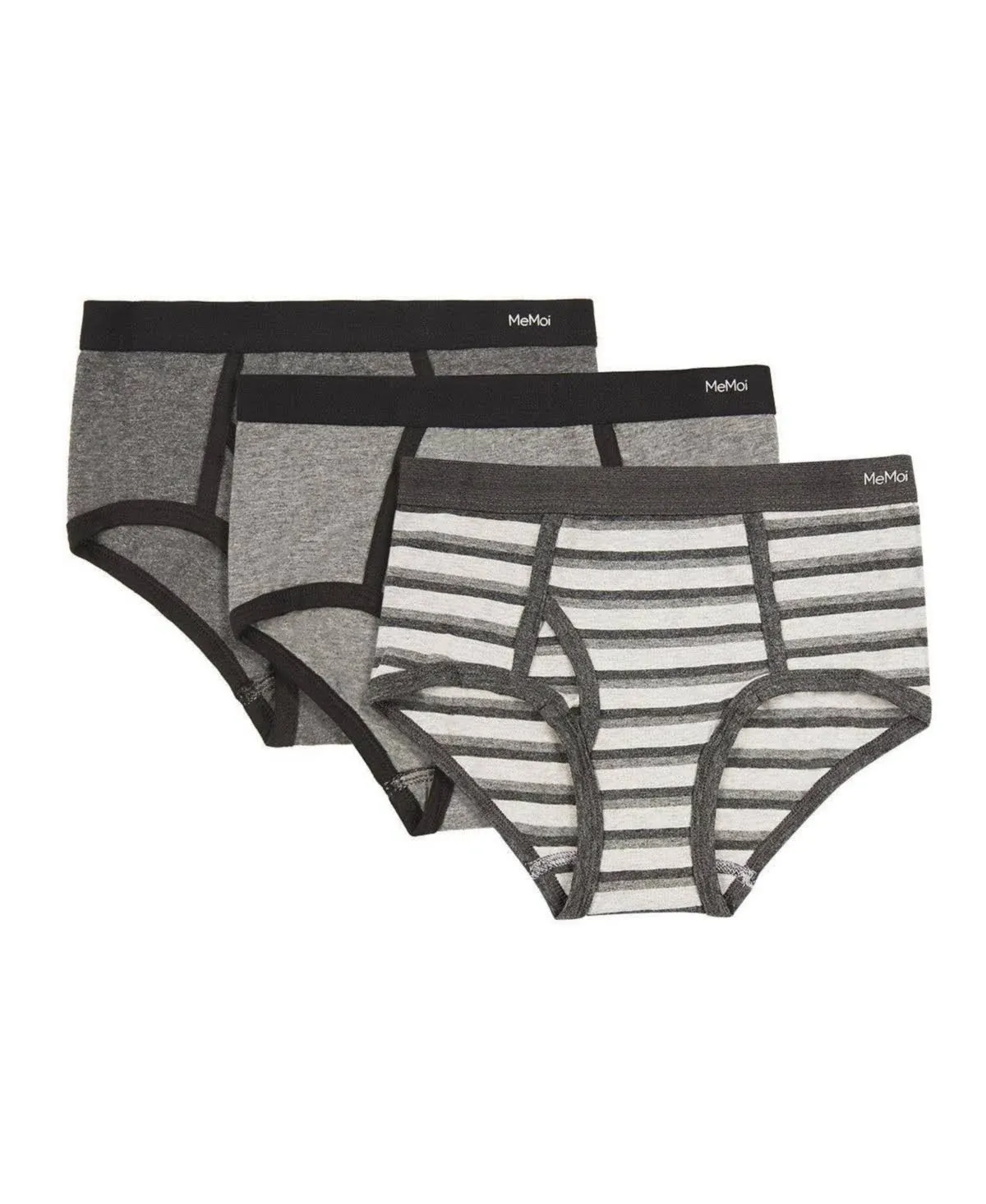 Memoi Boys Briefs Underwear 3-Pack - Grays (Assortment A) MKU-1013