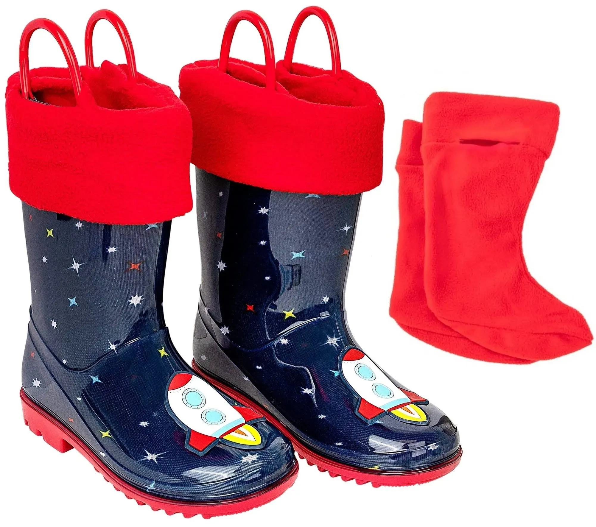 Addie & Tate Boys and Girls Rain Boots with Sock, Kids Rubber Boots- Size 8T ...