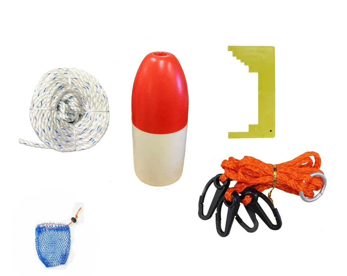 KUFA Crabbing Accessory kit (100' Non-Lead Sinking line, Caliper, Harness, Bait Bag & 11" Float) CAS-1