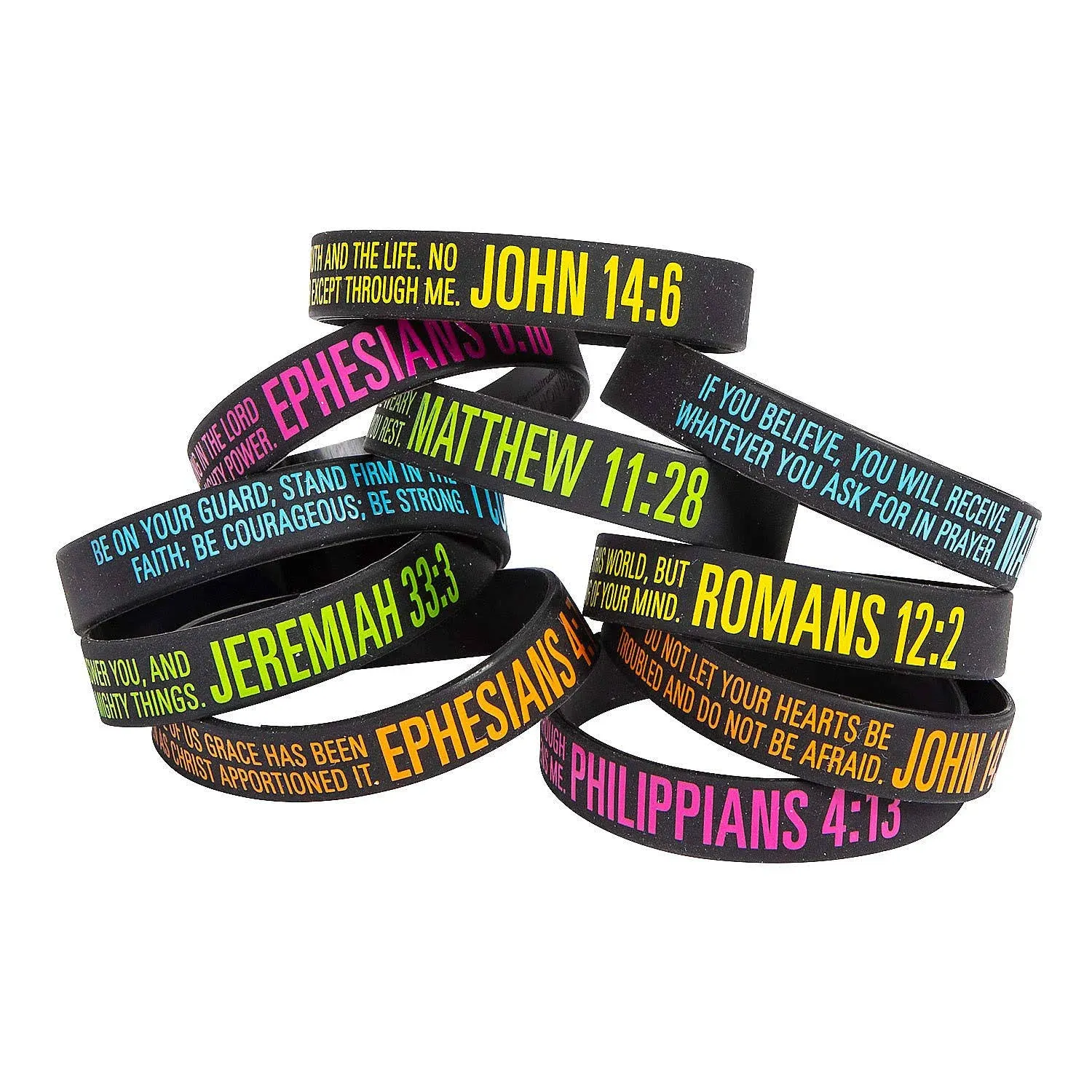 Fun Express Bible Verse Rubber Bracelets - Jewelry - 100 Pieces