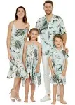 Matchable Family Hawaiian Luau Shirts, Wispy Cereus Light Blue, Men, Large