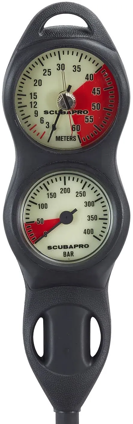 Compact Plastic PG and DG Two-Gauge Console - 0-400bar Pressure Gauge and 60m Depth Gauge with C1 Compass Attachment - Metric Version