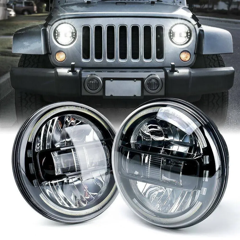 Xprite® HL-R7IN-G13-K - 7&quot; Round Black Envision Series Halo Projector LED Headlights