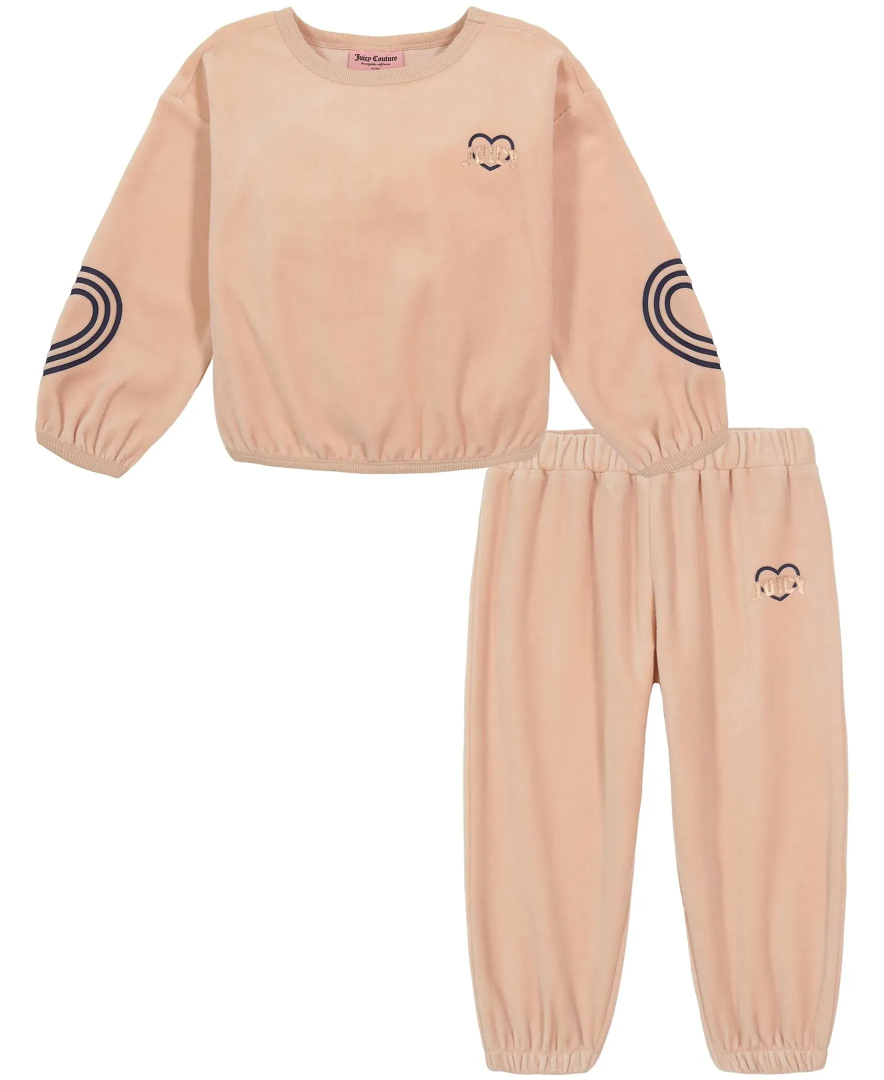 Juicy Couture girls 2 Piece Crew Velour Set