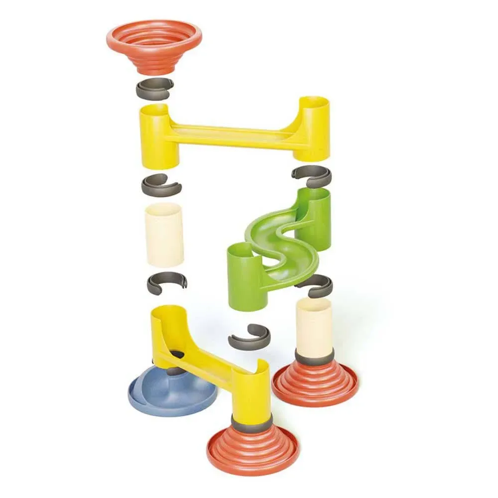 Quercetti PlayBio Migoga Junior Marble Run - 22 Large Elements Includes 3 Marbles with Bells for Sound, for Kids Ages 18 Months and up, Multicolor