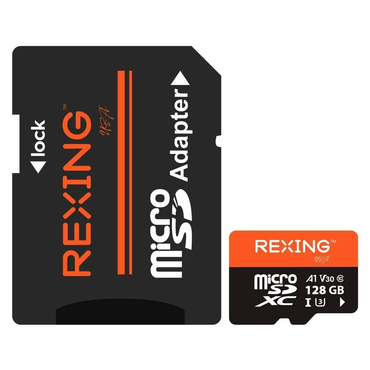 RexingUSA microSDXC UHS-3 4K Full HD Video High Speed Transfer Monitoring SD Card with Adapter for Dash Cams, Surveillance System, Security Camera, & Body Cam (128G)