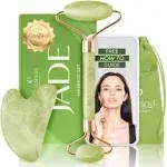 PLANTIFIQUE Jade Roller for Face and Gua Sha Facial Tools - Includes Real Jade Roller and Gua Sha Set - Certified Face Roller and GuaSha for Your Skincare Routine