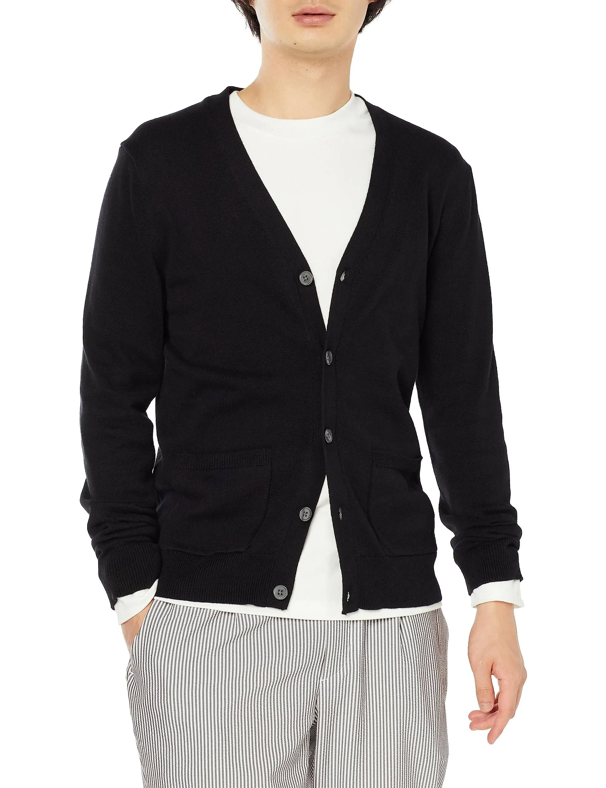 Amazon Essentials Essentials Mens Cotton Cardigan Sweater Black Large