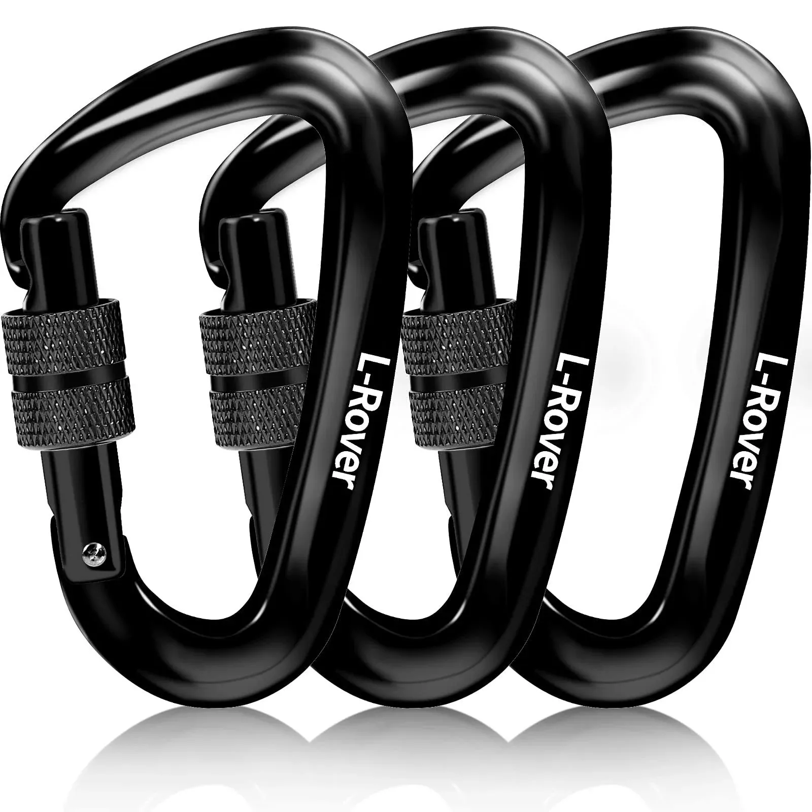 Lightweight Locking Carabiner Clips,Carabiner Heavy Duty,x3/12kN/2645-pound Rating Caribeaners for Hammocks,Swing,Locking Dog Leash and Harness, Camping,Keychains,Hiking&Utility