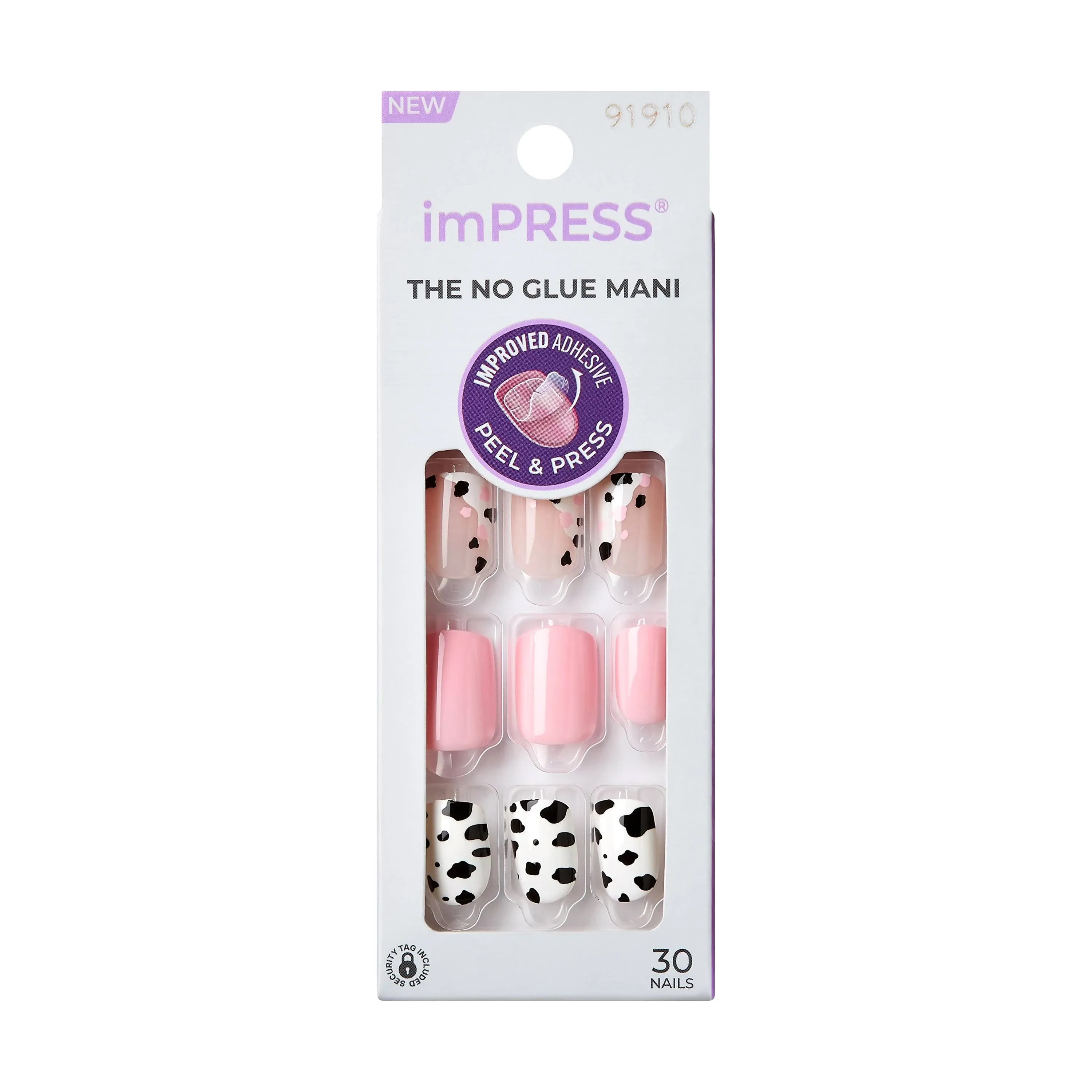 KISS imPRESS No Glue Mani Press On Nails, Design, 'Before Sunset', Multicolor, Short Size, Squoval Shape, Includes 30 Nails, Prep Pad, Instructions Sheet, 1 Manicure Stick, 1 Mini File