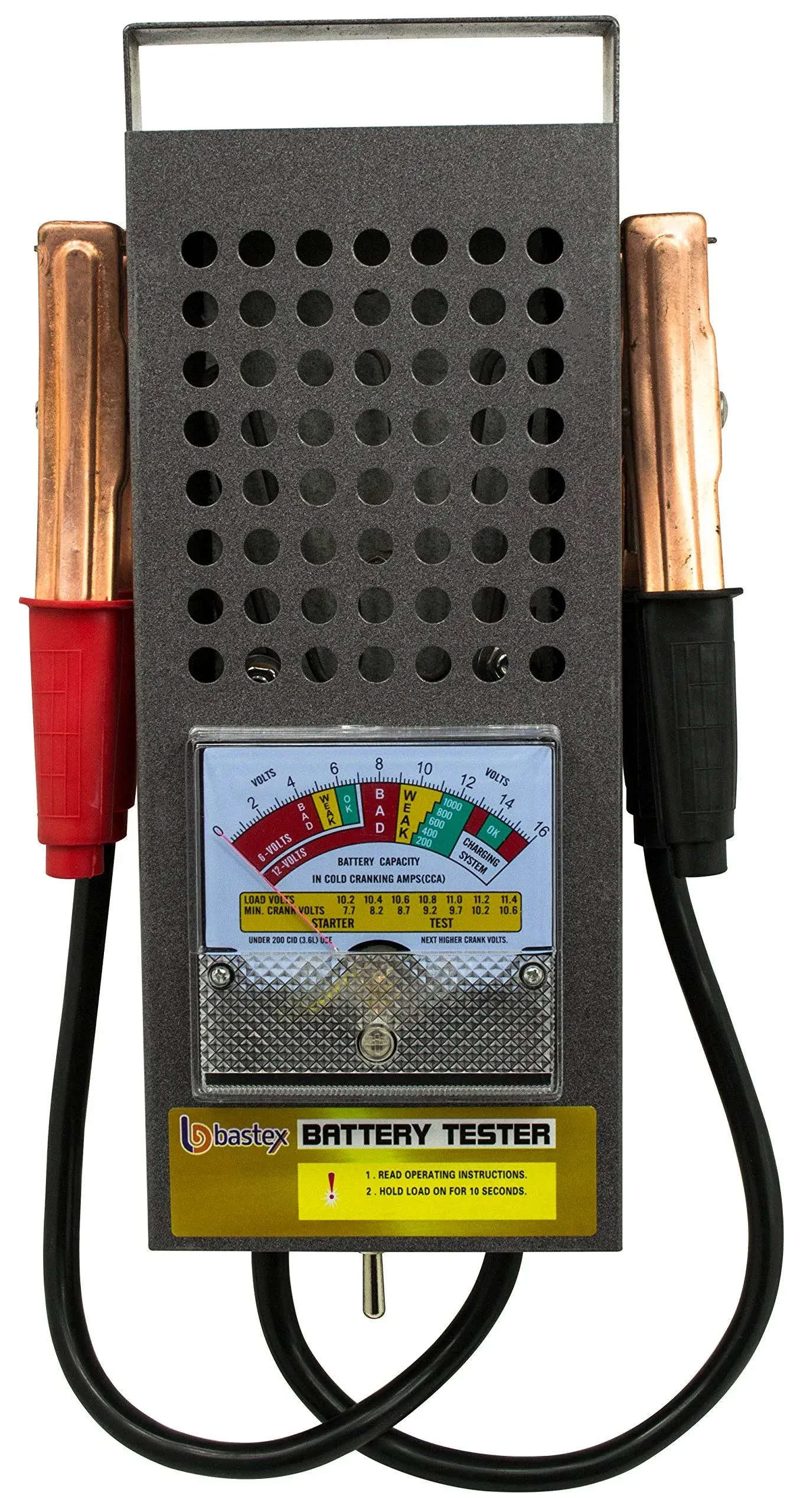 Bastex Bt-100 6v/12 100 Amp Battery Load Tester with Heavy Duty Insulated Copper Clips and Carrying Handle for Automotive Repair