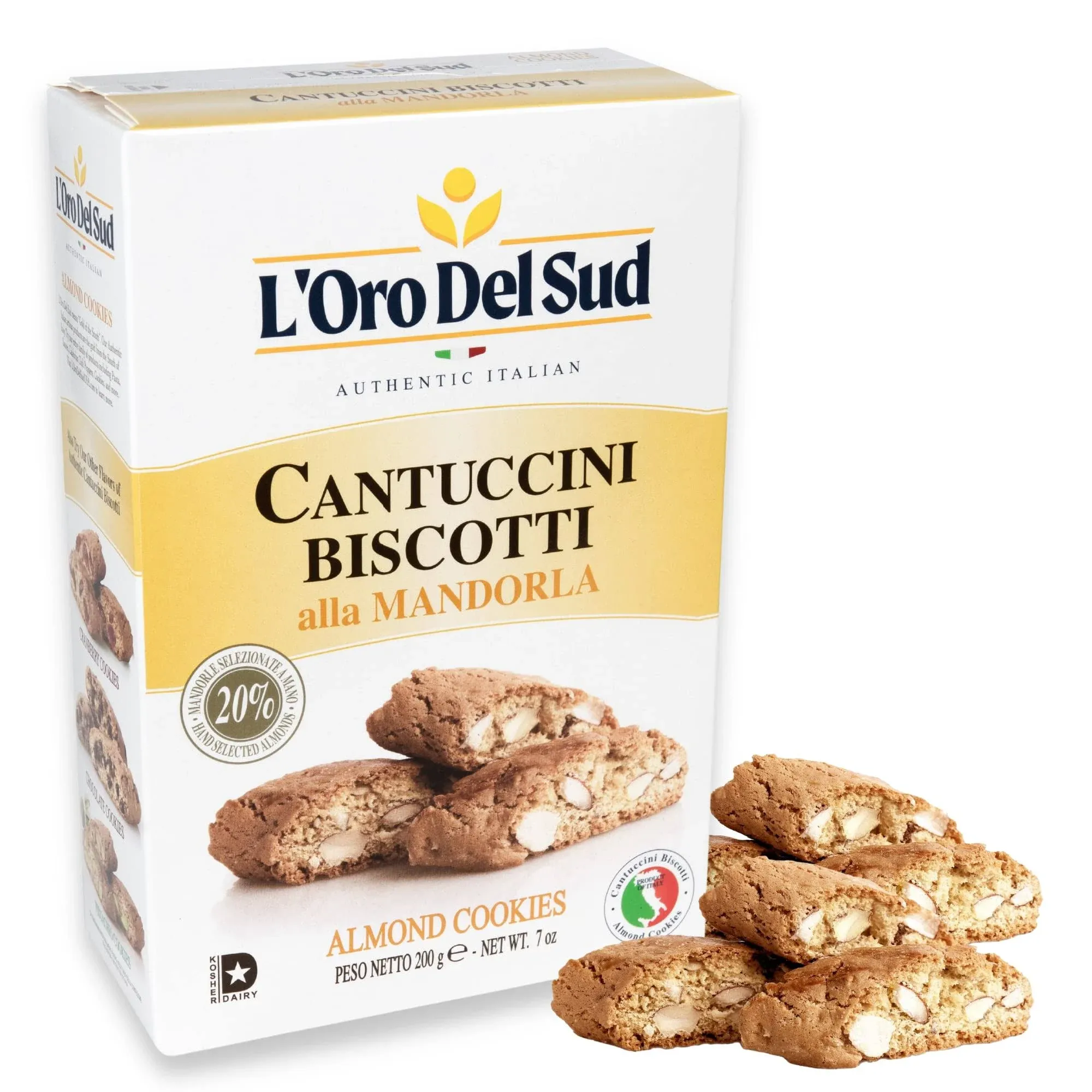 Traditional Almond Biscotti, Cantuccini d'Abruzzo, Italian Cookies made with real quality ingredients, 200 G, 7 oz, L'Oro del Sud