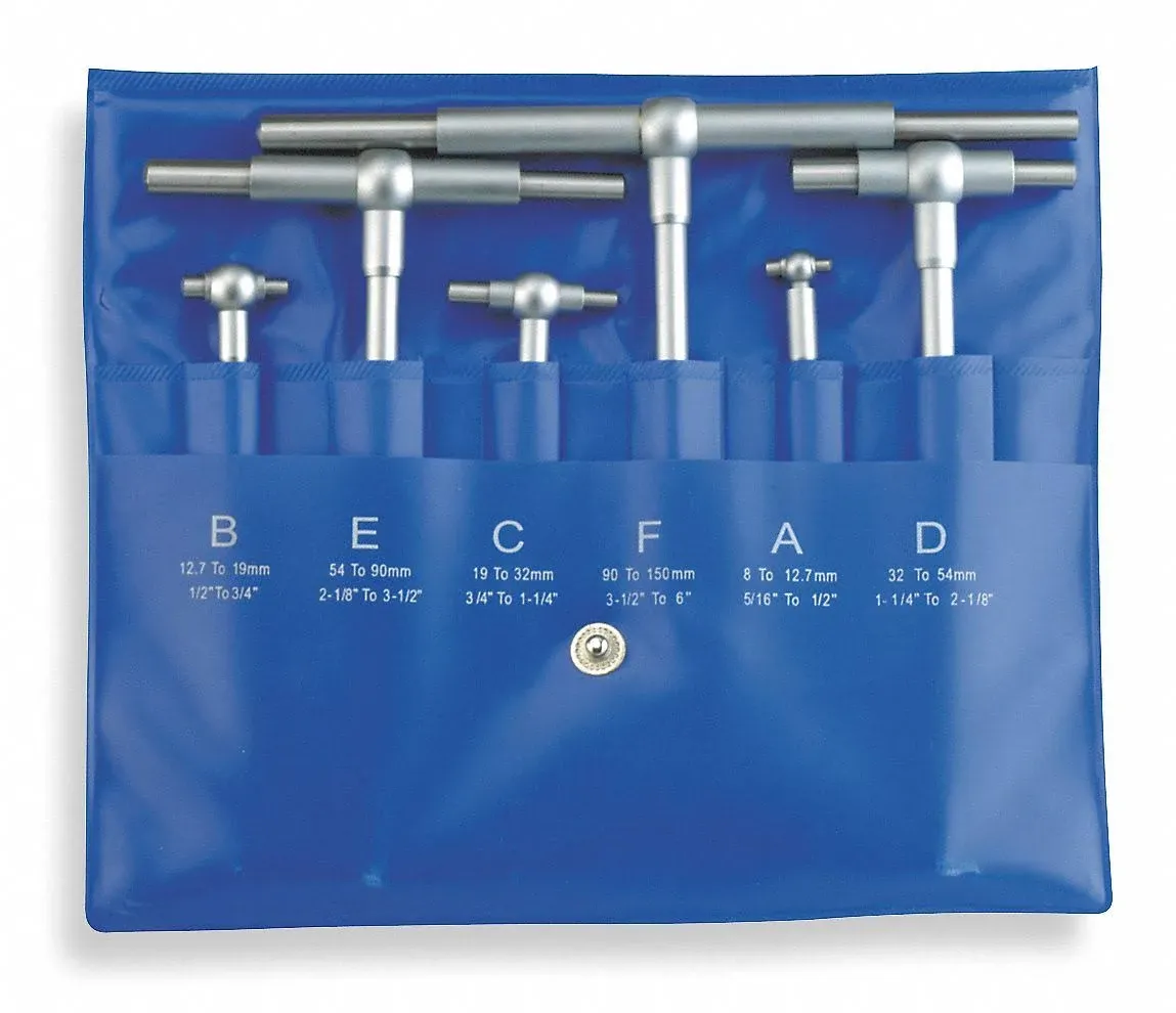 Westward 4Ku95 Telescoping Gage Set,6 Pc,5 In D