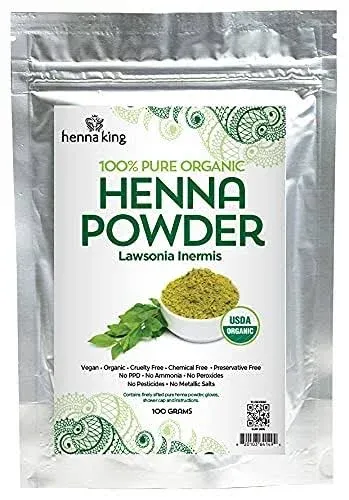 Natural Brown Henna 100% All Natural Indigo Powder for Temporary Tattoos, Hair Dye & Beard Dye (Henna) Organic, Herbal & Vegan Chemical & Cruelty Free