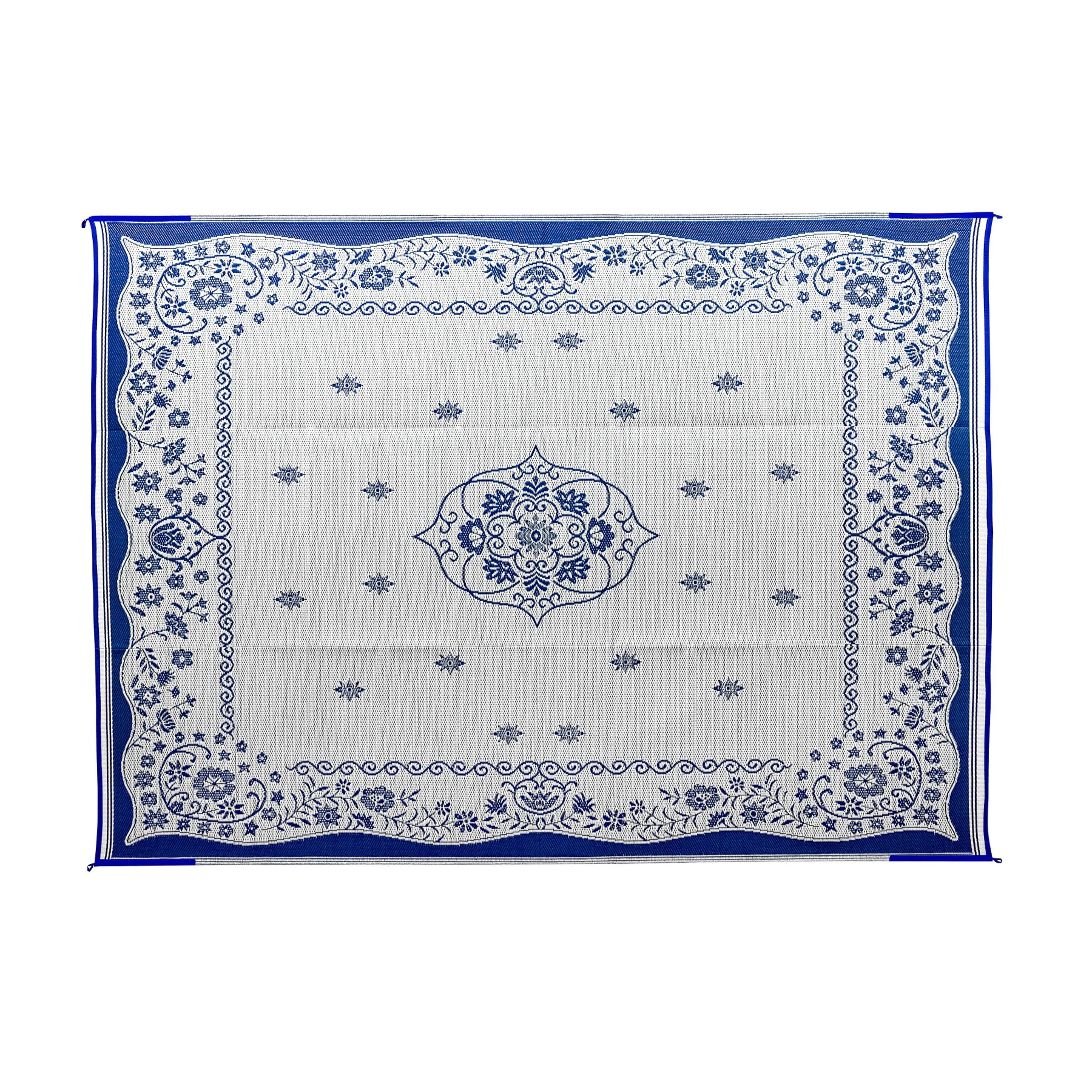 Camco Outdoor Mat 9&#39; x 12&#39; Blue Oriental 42851